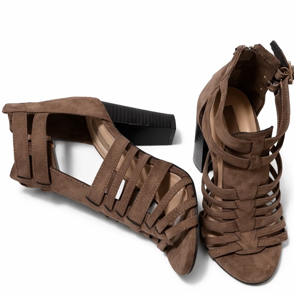 Shoes - Elegant Brown Strappy Women's Heels